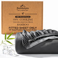 Bambopia 400TC 100% Viscose Derived from Bamboo Fitted Sheet Only - 18" Deep Pocket Bottom Sheet, Breathable & Cooling Fitted Sheet for Hot Sleepers with 4 Corner Straps, Dark Gray