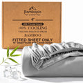 Bambopia 400TC 100% Viscose Derived from Bamboo Fitted Sheet Only - 18" Deep Pocket Bottom Sheet, Breathable & Cooling Fitted Sheet for Hot Sleepers with 4 Corner Straps, Light Gray