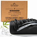 Bambopia 400TC 100% Viscose Derived from Bamboo Fitted Sheet Only - 18" Deep Pocket Bottom Sheet, Breathable & Cooling Fitted Sheet for Hot Sleepers with 4 Corner Straps, Black