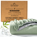 Bambopia 400TC 100% Viscose Derived from Bamboo Fitted Sheet Only - 18" Deep Pocket Bottom Sheet, Breathable & Cooling Fitted Sheet for Hot Sleepers with 4 Corner Straps, Sage Green