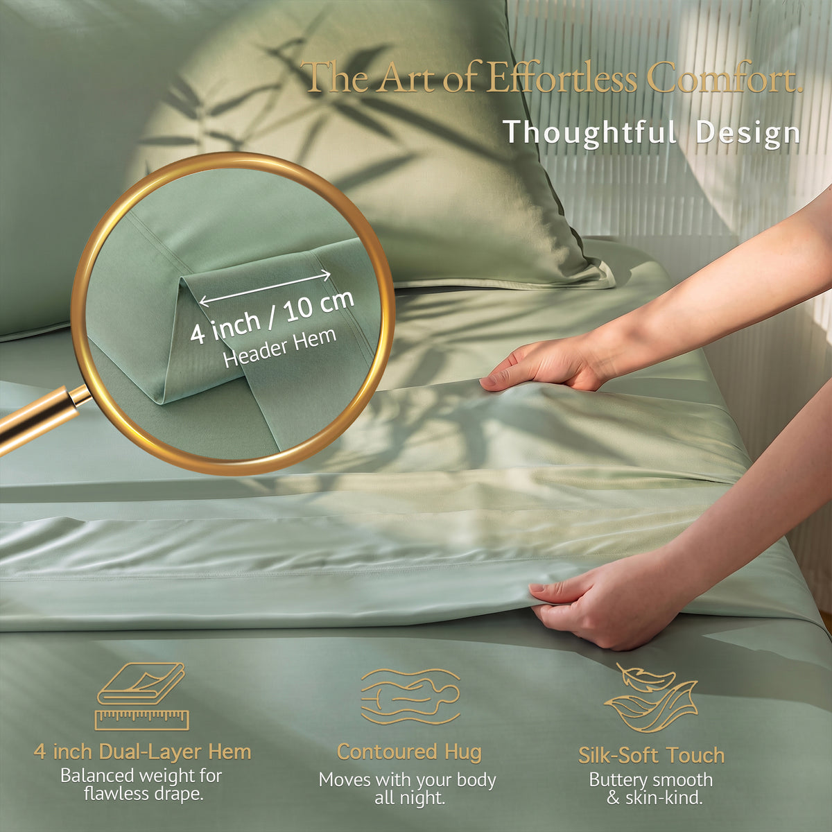 Bambopia 400TC 100% Viscose Derived from Bamboo Flat Sheet Only - Organic Breathable & Cooling Bed Sheet for Hot Sleepers, Luxury Silky King Top Flat Sheet Only, Sage Green