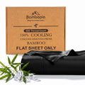 Bambopia 400TC 100% Viscose Derived from Bamboo Flat Sheet Only - Organic Breathable & Cooling Bed Sheet for Hot Sleepers, Luxury Silky King Top Flat Sheet Only, Black
