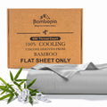 Bambopia 400TC 100% Viscose Derived from Bamboo Flat Sheet Only - Organic Breathable & Cooling Bed Sheet for Hot Sleepers, Luxury Silky King Top Flat Sheet Only, Light Gray