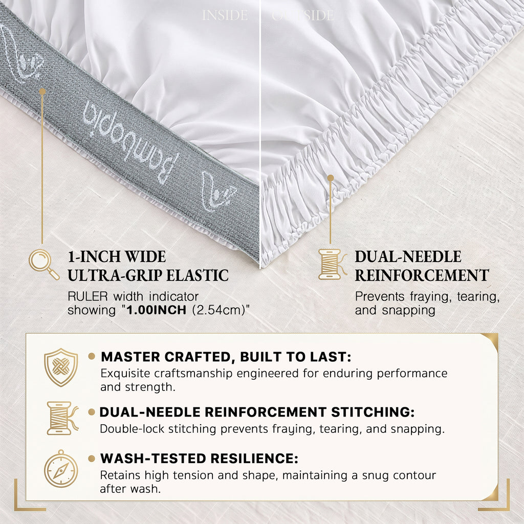 Bambopia 400TC 100% Viscose Derived from Bamboo Fitted Sheet Only - 18" Deep Pocket Bottom Sheet, Breathable & Cooling Fitted Sheet for Hot Sleepers with 4 Corner Straps, White