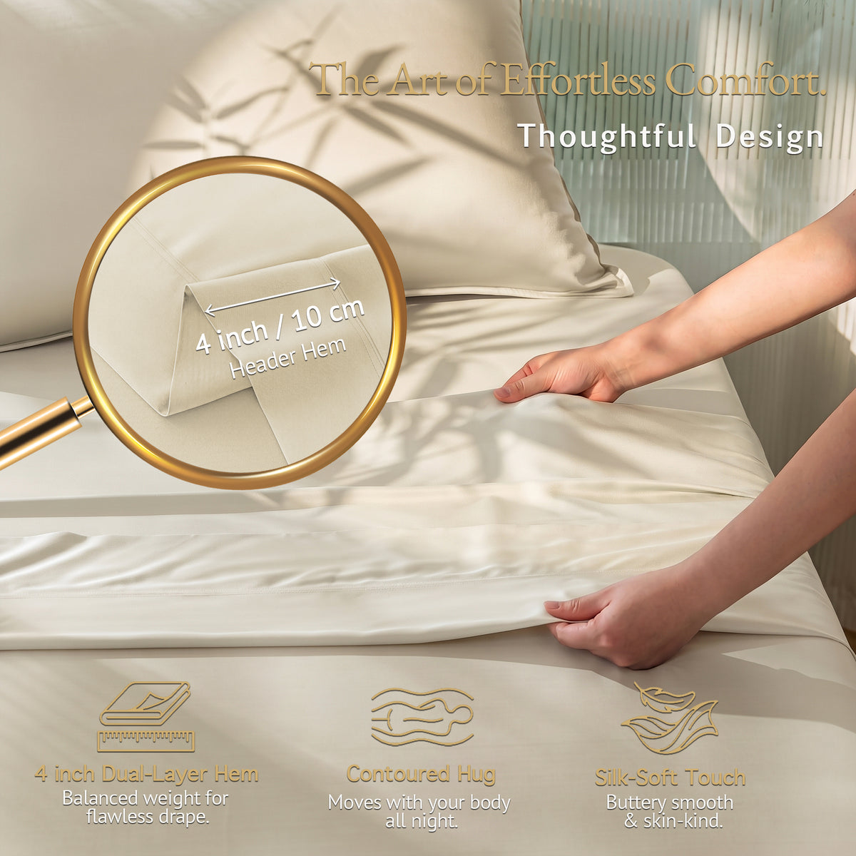 Bambopia 400TC 100% Viscose Derived from Bamboo Flat Sheet Only - Organic Breathable & Cooling Bed Sheet for Hot Sleepers, Luxury Silky King Top Flat Sheet Only, Beige
