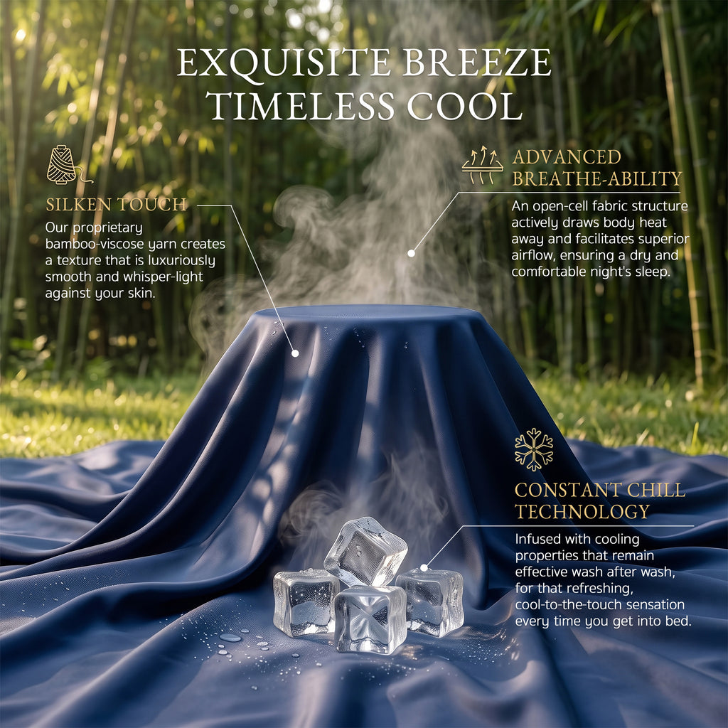 Bambopia 400TC 100% Viscose Derived from Bamboo Flat Sheet Only - Organic Breathable & Cooling Bed Sheet for Hot Sleepers, Luxury Silky King Top Flat Sheet Only, Navy Blue