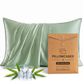 Bambopia 400TC 100% Viscose Derived from Bamboo Pillow Cases Set of 2 - 2 Pack Breathable & Cooling Pillowcases for Hot Sleepers, Pillow Covers with Envelope Closure, Sage Green