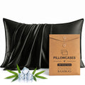 Bambopia 400TC 100% Viscose Derived from Bamboo Pillow Cases Set of 2 - 2 Pack Breathable & Cooling Pillowcases for Hot Sleepers, Pillow Covers with Envelope Closure, Black