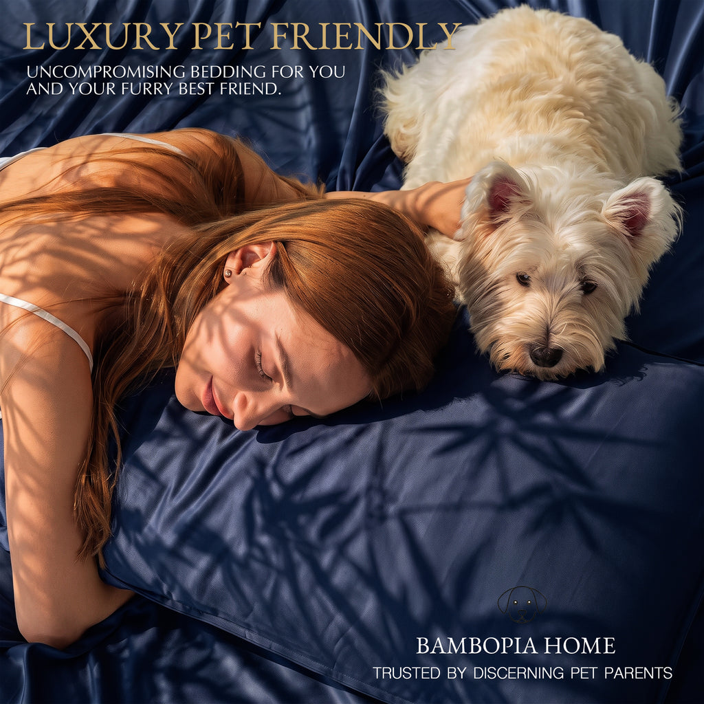 Bambopia 400TC 100% Viscose Derived from Bamboo Pillow Cases Set of 2 - 2 Pack Breathable & Cooling Pillowcases for Hot Sleepers, Pillow Covers with Envelope Closure, Navy Blue