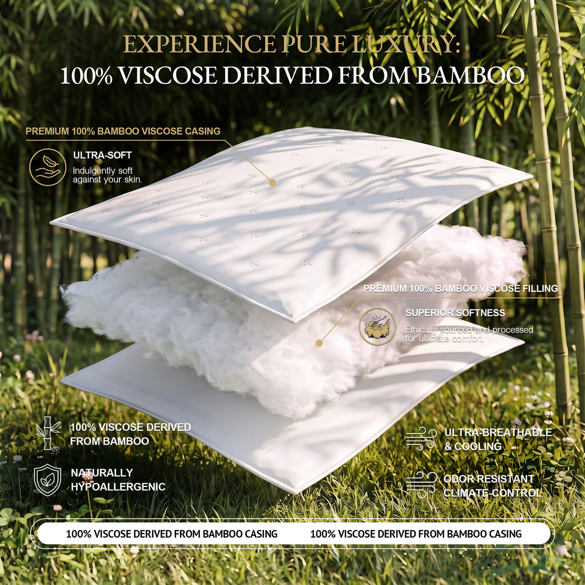 Bambopia Embroidered 100% Viscose Derived from Bamboo Quilt Only 400TC Bamboo Viscose Fabric + 150GSM Filling, Lightweight Blanket for Hot Sleepers, Breathable Cooling Comforter, White