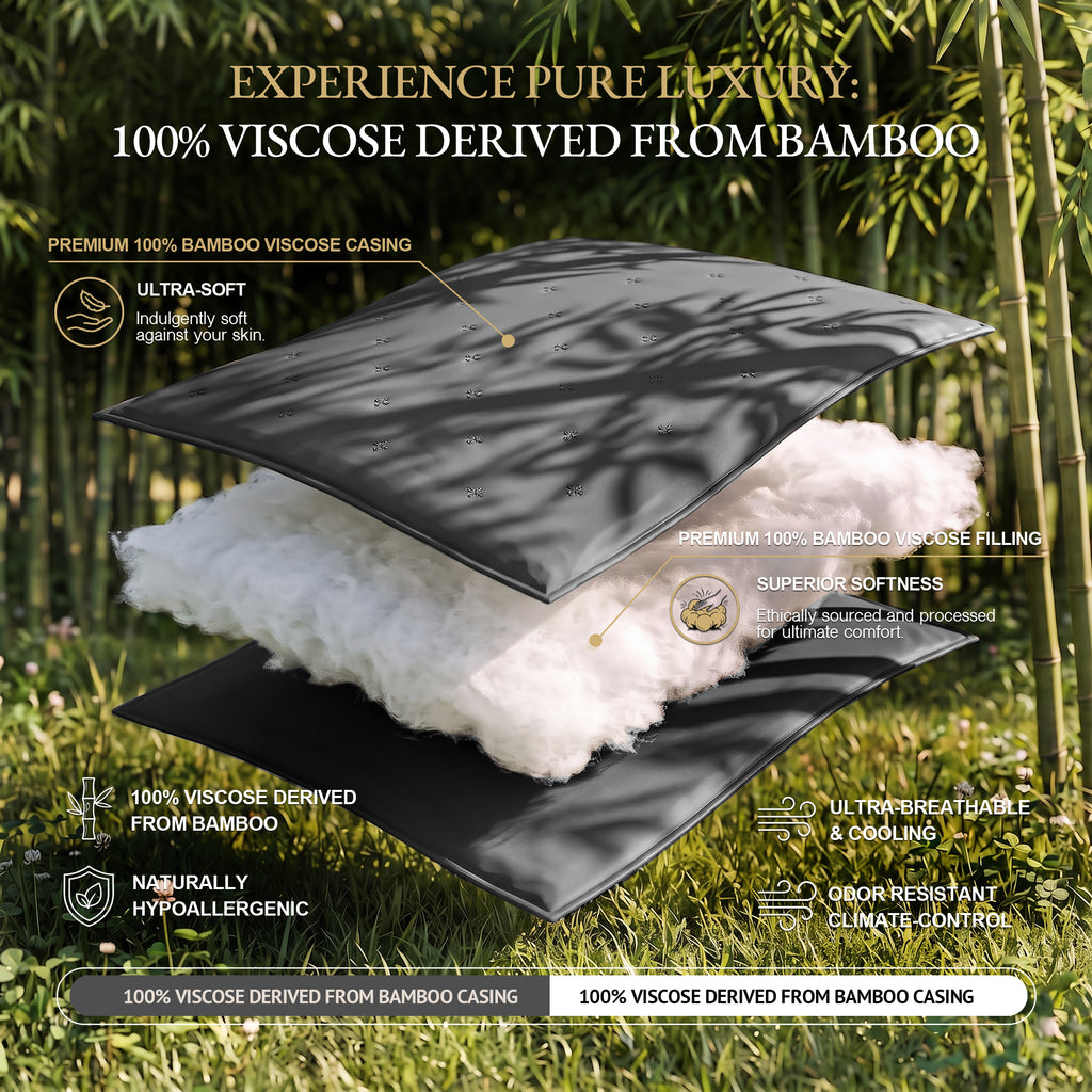 Bambopia Embroidered 100% Viscose Derived from Bamboo Quilt Only 400TC Bamboo Viscose Fabric + 150GSM Filling, Lightweight Blanket for Hot Sleepers, Breathable Cooling Comforter, Dark Gray
